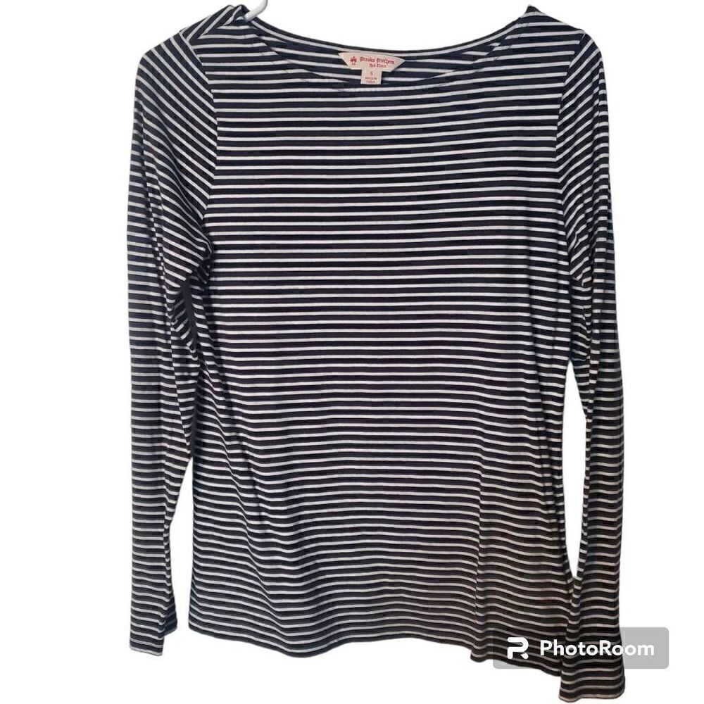 Brooks Brothers black and white stripe tee S